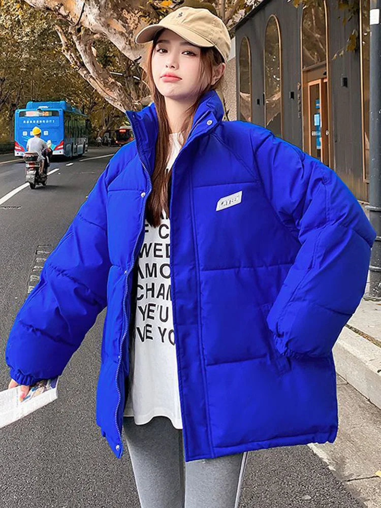 

Sister Fara Winter Thicken Warm Medium Long Parka Women Loose Coat Jackets Women Casual Sweety Solid Color Big Pocket Outwear