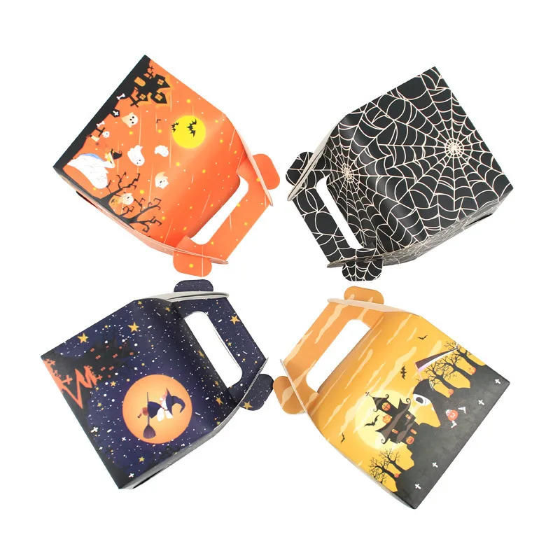 

100/50pcs European New Halloween Theme Cake Carrying Box Spider Web Carrying Box Bread Box Baking Packaging Paper Box