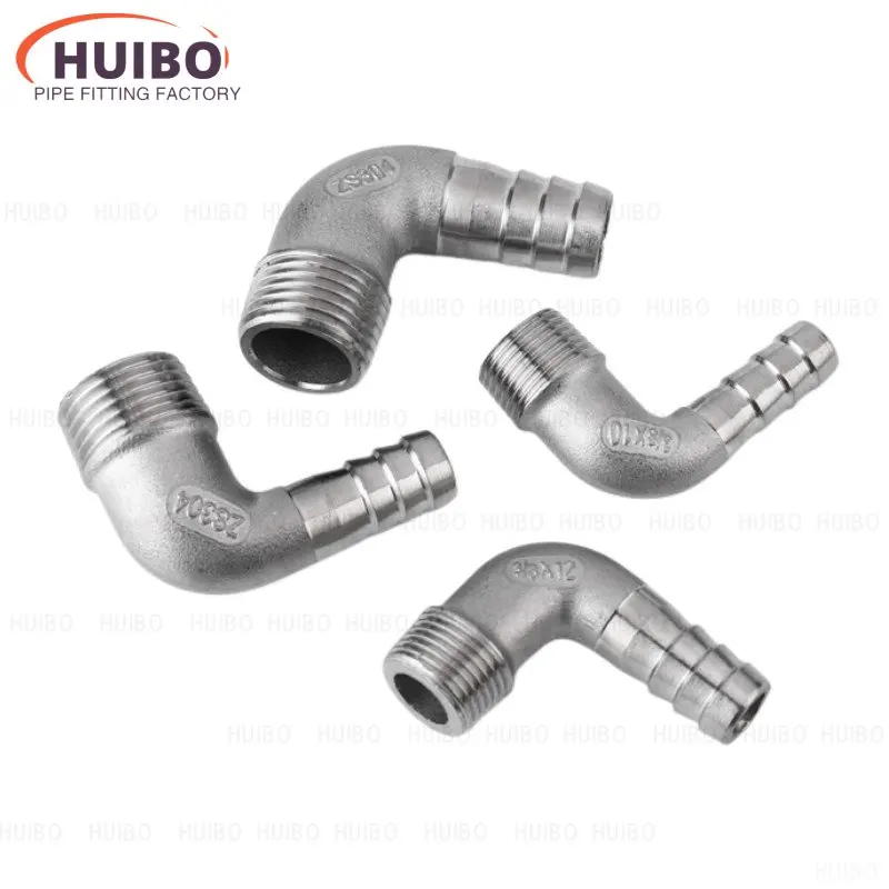 1pcs 1/8" 1/4" 3/8" 1/2" 3/4" 1" -2" BSPT Male 6mm~60mm Hose Barb Elbow 90 Deg 304 Stainless Steel Nipple Pipe Fitting Connector