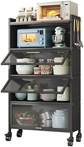 

Tier Kitchen Baker's , Heavy Duty Free Standing Baker's for Kitchen Storage with Wheels, Utility Appliance Storage Shel
