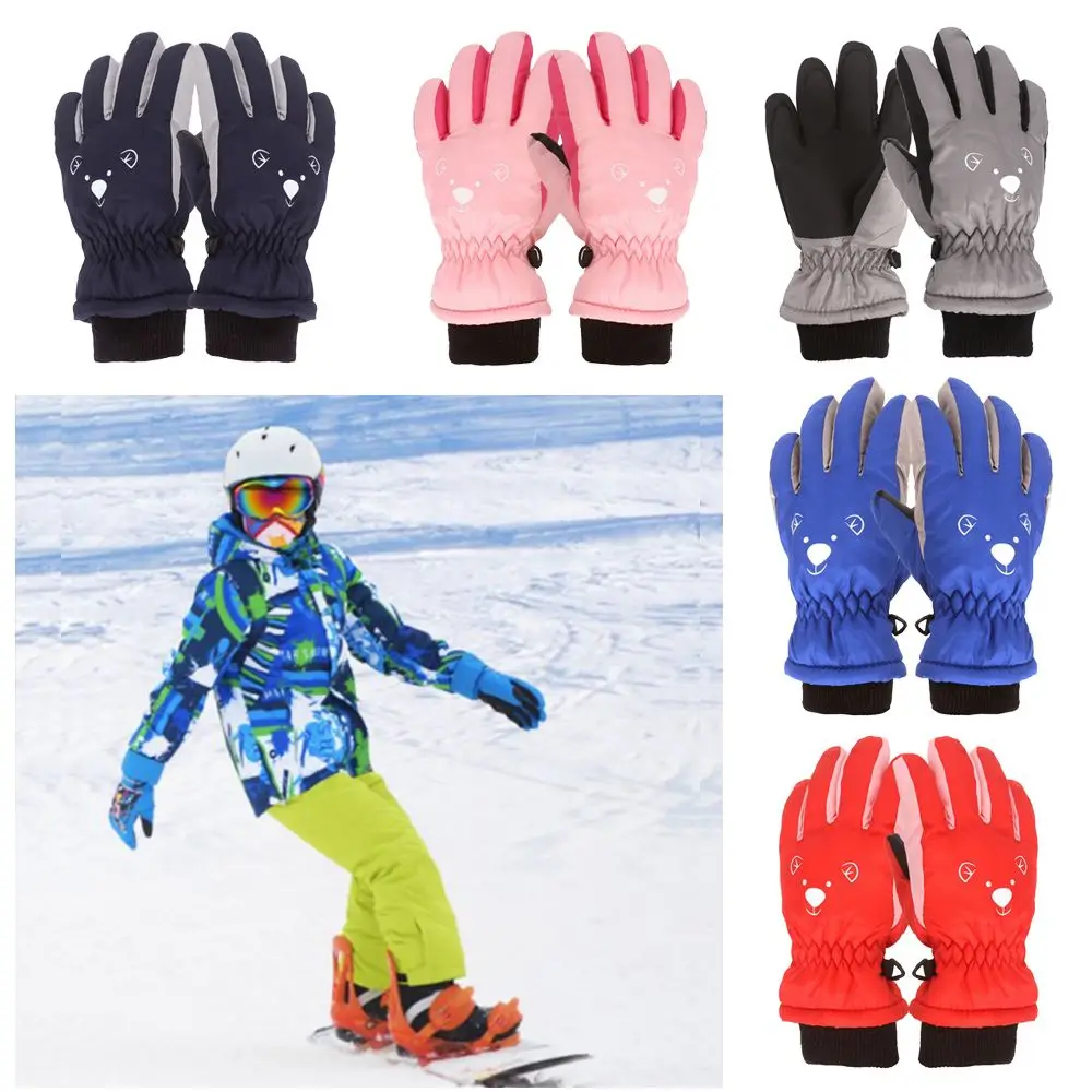 

Winter Children Boys Girls Windproof Cartoon Cute Sports Mittens Waterproof Kids Ski Gloves Thick Warm
