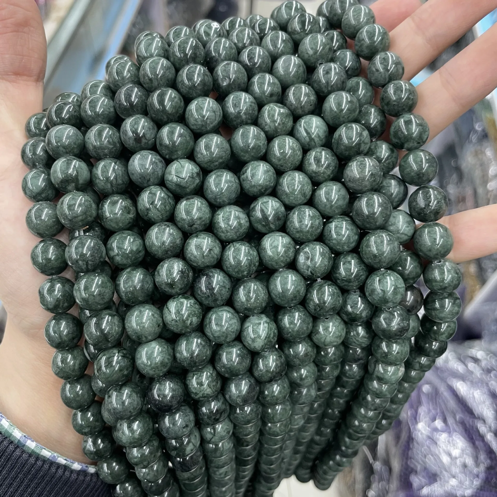 

Natural Green Stone Beads For Jewelry Making Round Loose Beads DIY Bracelet Necklace Accessories 6 8 10mm