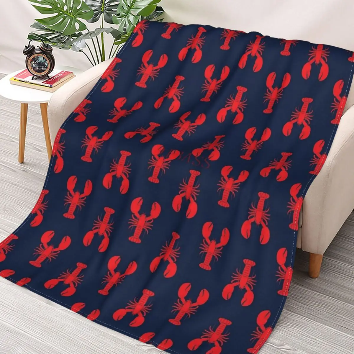 

Lobsters - Red On Navy 3D Printed Flannel Throw Blanket