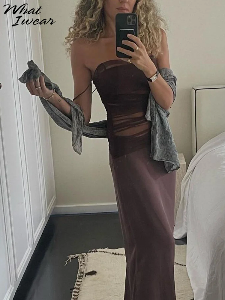 

Женское платье без рукавов Whatiwear, однотонное дизайнерское Сетчатое тонкое облегающее пикантное повседневное Элегантное летнее платье в ст...