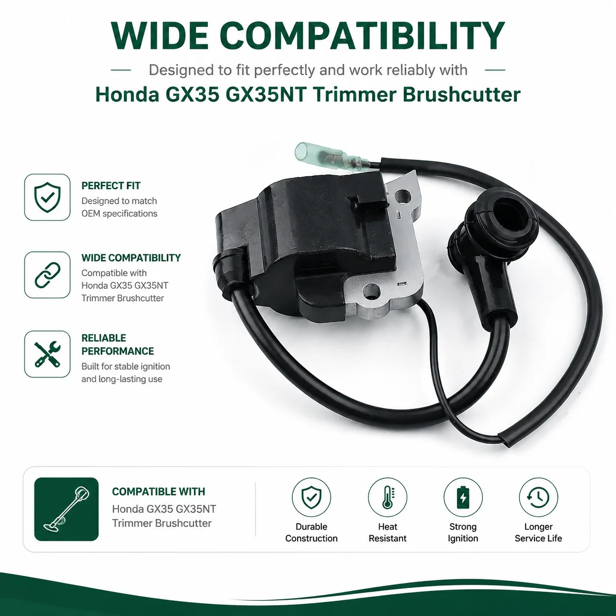 Фото Модуль зажигания с проводом HT для триммера/кустореза Honda GX35 GX35NT, OEM 30500-Z0Z-013, запасные части для садовых инструментов и двигателей №3