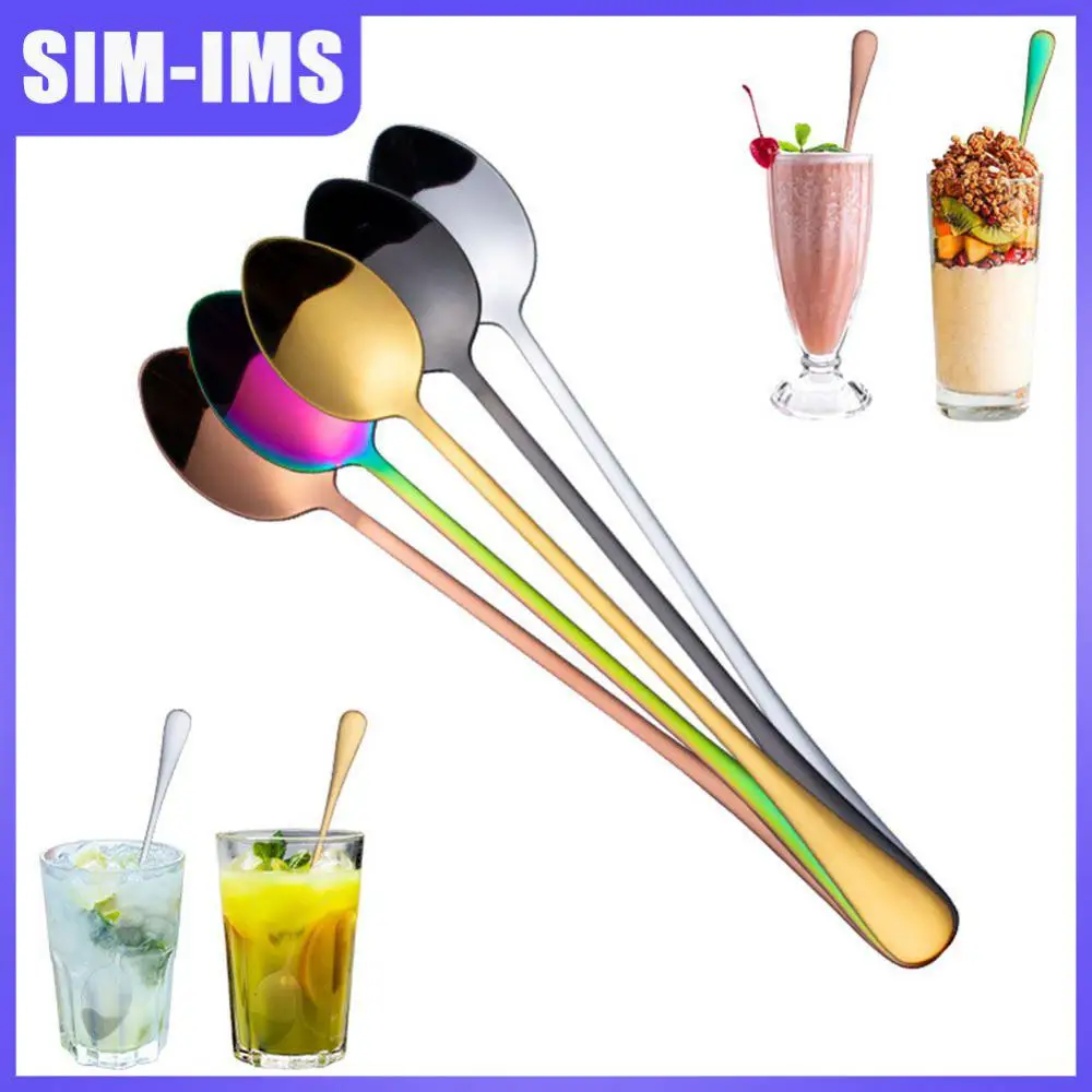 

Long Handle Pointed Dessert Ice Cream Coffee Spoon Stainless Steel Bar Bartender Coffee Drink Stirring Spoon Rod Muddlers