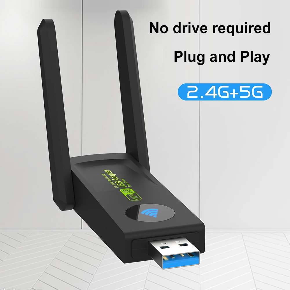 

1300Mbps WiFi Network Card External Antenna 2.4GHz 5GHz Dual Band Wireless Dongle Network Card Support WindowsXP/7/8/8.1/10