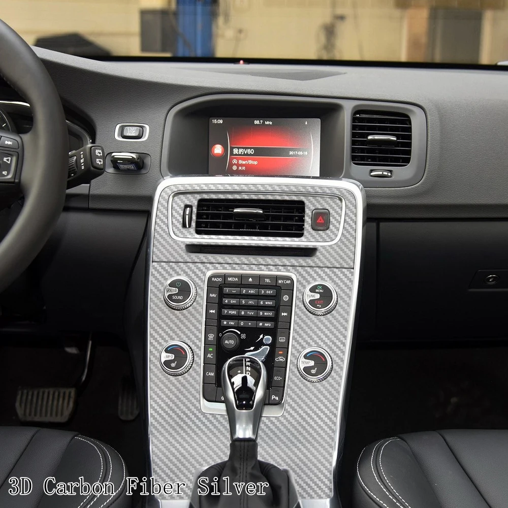Фото Углеродное волокно для Volvo S60 V60 2011-2017, автомобильная пленка, внутренняя наклейка, центральная консоль, приборная панель, воздушная дверная ручка, подъемная панель №4