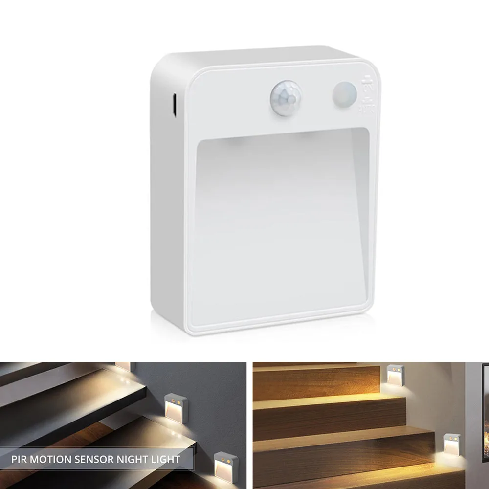 Night Light Motion Sensor Lamp PIR LED Cabinet Light Wireless LED Wall Lamp Nightlight Closet Lamp Bedroom Aisle Stair Lighting