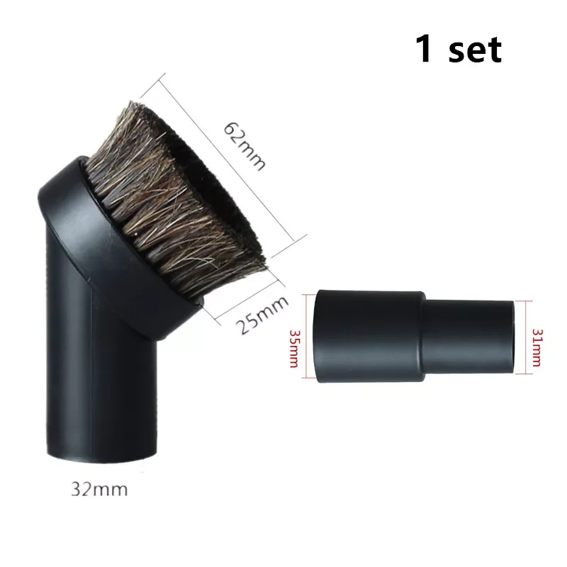 

2.5cm Long Horse Horsehair Bristle Round Dust Brush W/ Vacuum Cleaner Converter Adapter Replace 32mm~35mm Adapters Clean Brushes