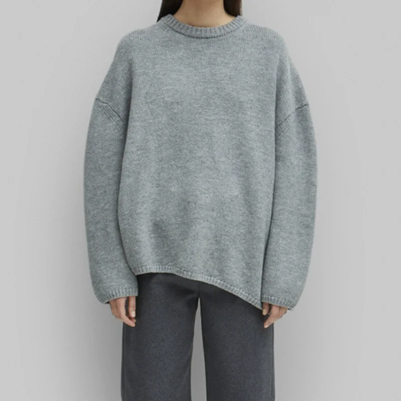 

2023 г., свободный трикотажный Асимметричный свитер с круглым вырезом для женщин