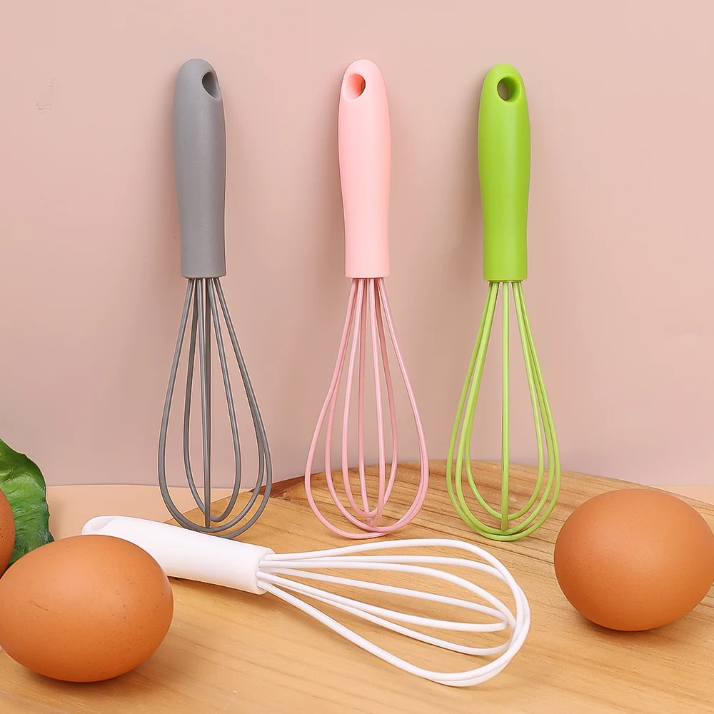 

Silicone Egg Whisk Colorful Manual Egg Beater Stainless Steel Household Cream Whizzers Durable Baking Tool Kitchen Accessories