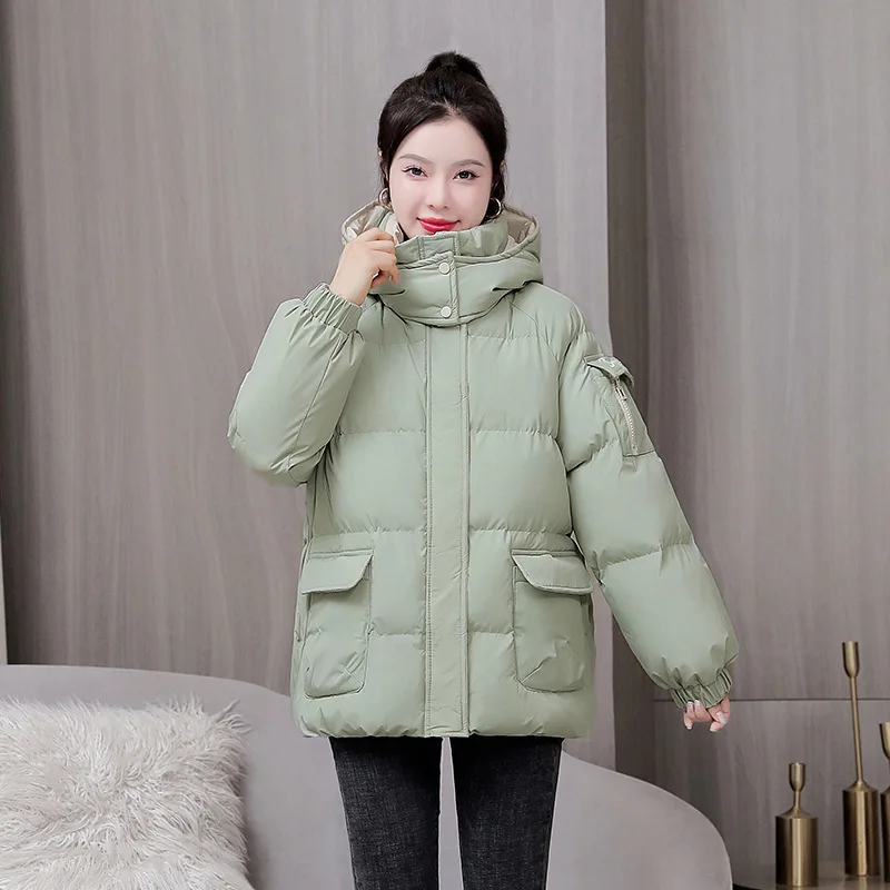 GRELLER Short Parka Fall Jacket for Women Winter Coats 2022 New Korean Fashion Puffer Jacket Hooded Thicken Warm Outwear Clothes