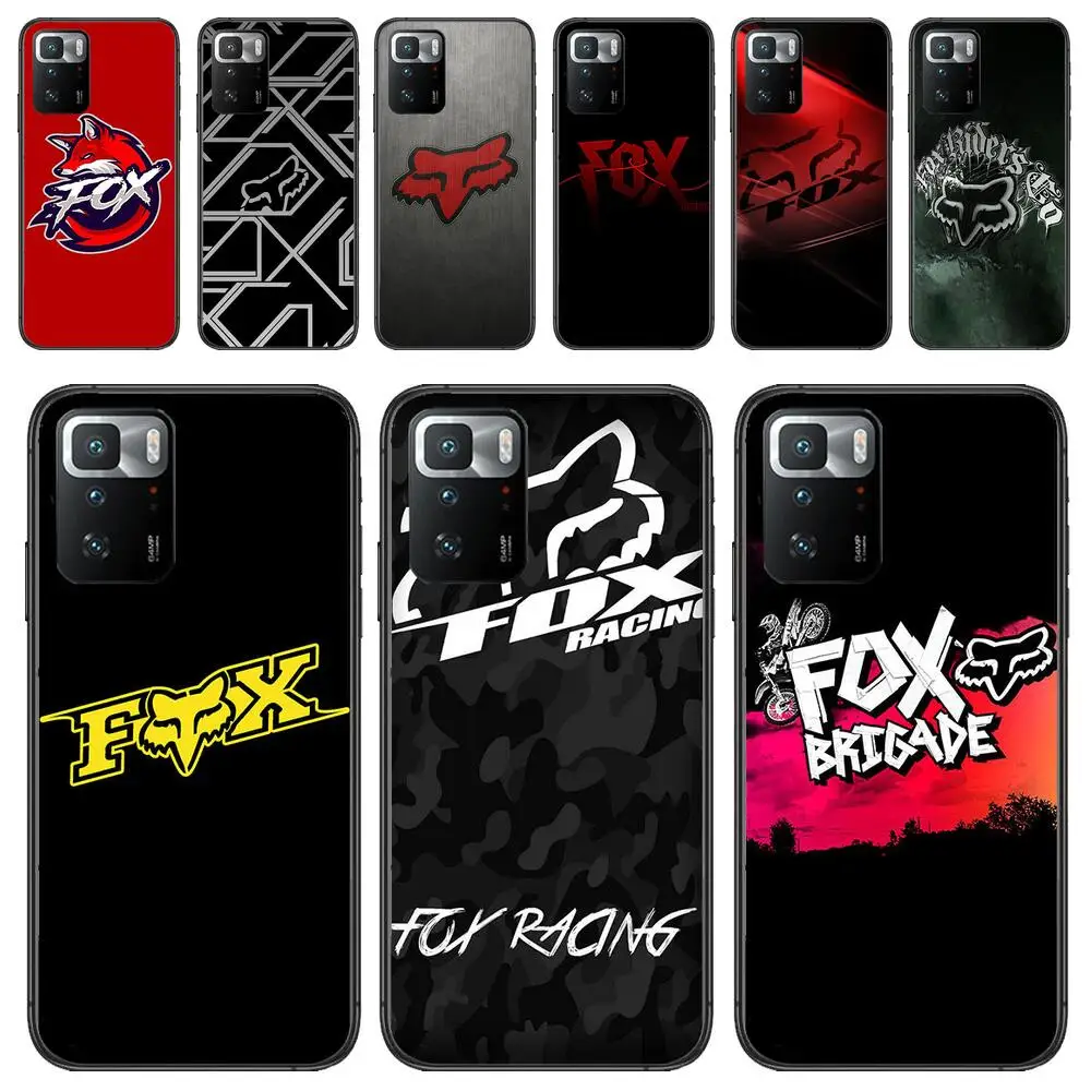 

Motorcycle Racing Foxes Design New Black Phone Case For Redmi 9 9A 7A 10 8A 10A 8 Note 11 10S 7 11S Plus POCO X3 Pro Soft Covers