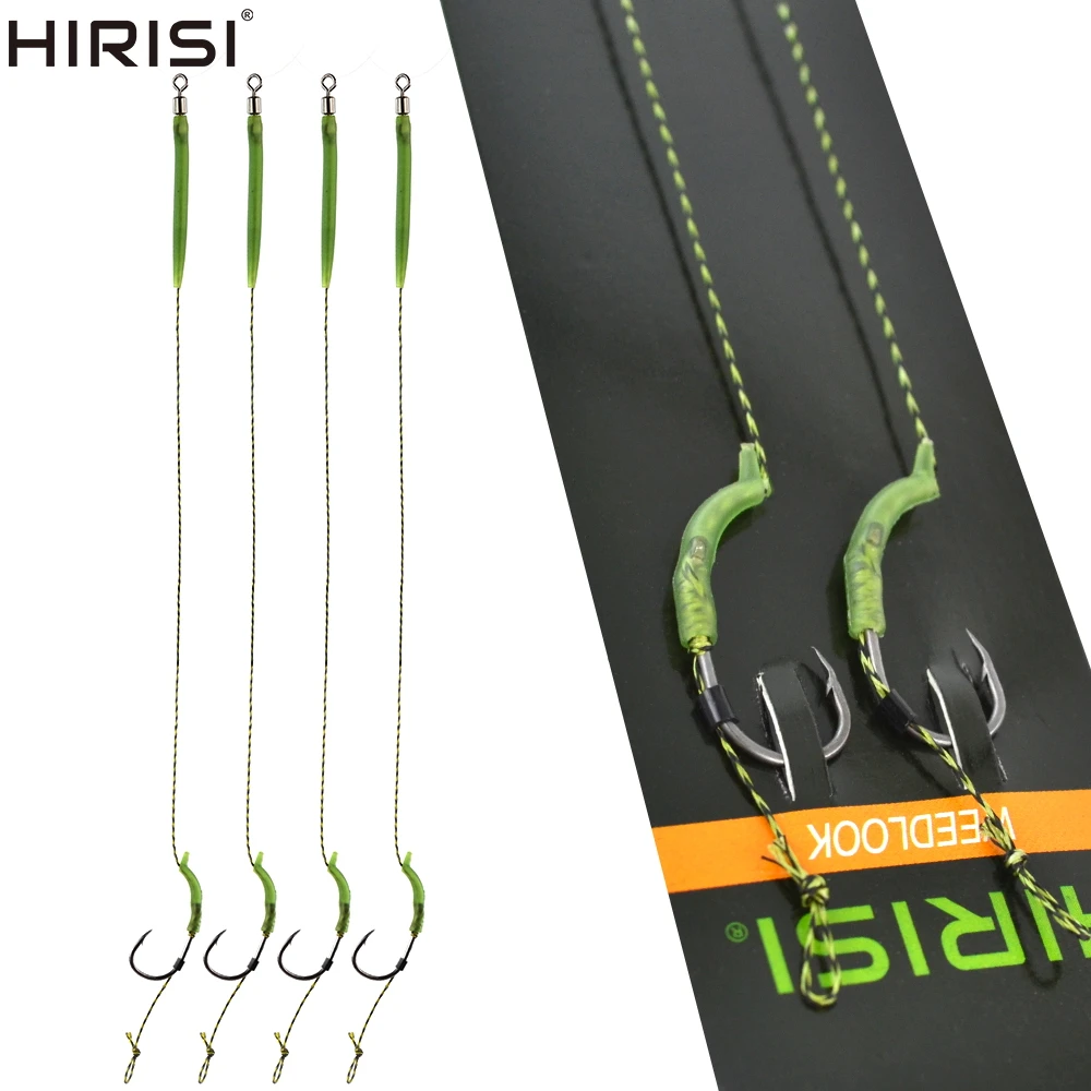 2 Packs Carp Fishing Hair Rigs Braided Line Thread Steel Hook Rigs Fishing Terminal Tackle