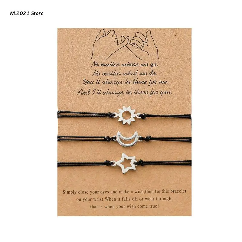 

3 Pcs/set Friendship Card Bracelets Distance Relationship Promise Bracelet Party Birthday Gift for Best Friends Sisters