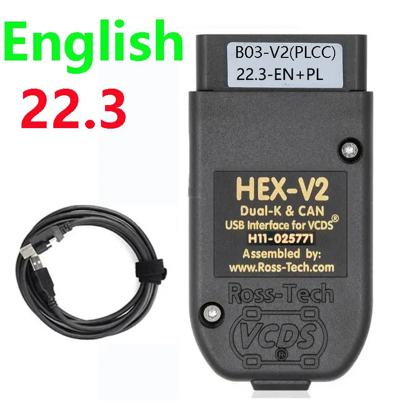 

Vagcom 22.3 Vag Super Com VCDS Hex V2 Can Diagnostic Tool VAG 22.3 English French German Polish Czech Obd2 Scanner for VW Audi