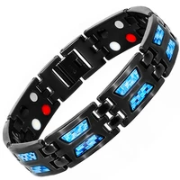 double strand titanium fit power magnetic bracelet for men high power magnetic therapy jewelry acceoosires carbon blue bracelet
