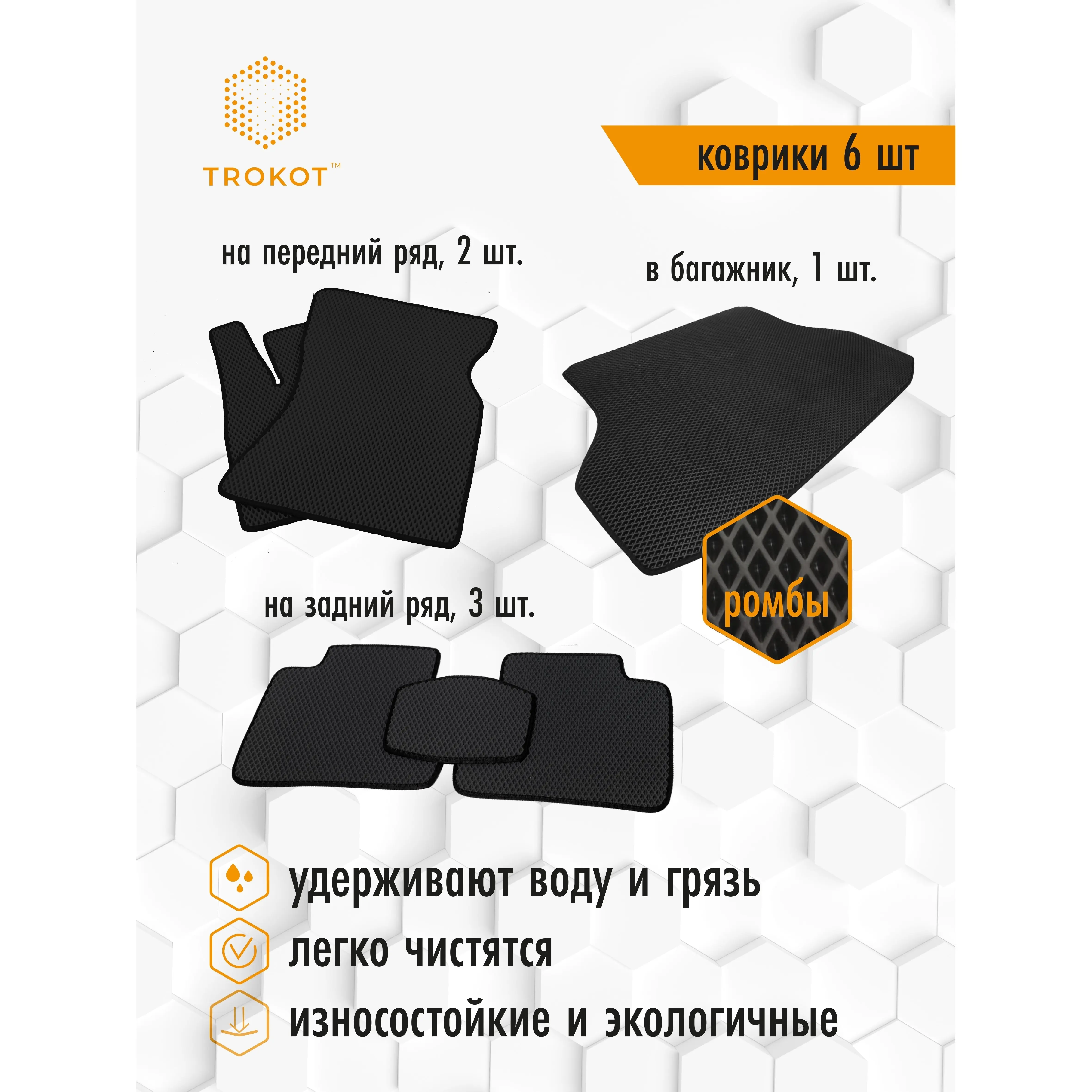 Автоковрики EVA TROKOT для Toyota RAV4 (5)(XA50)(2018-н.в) Внедорожник 5 дв. В салон автомобиля |