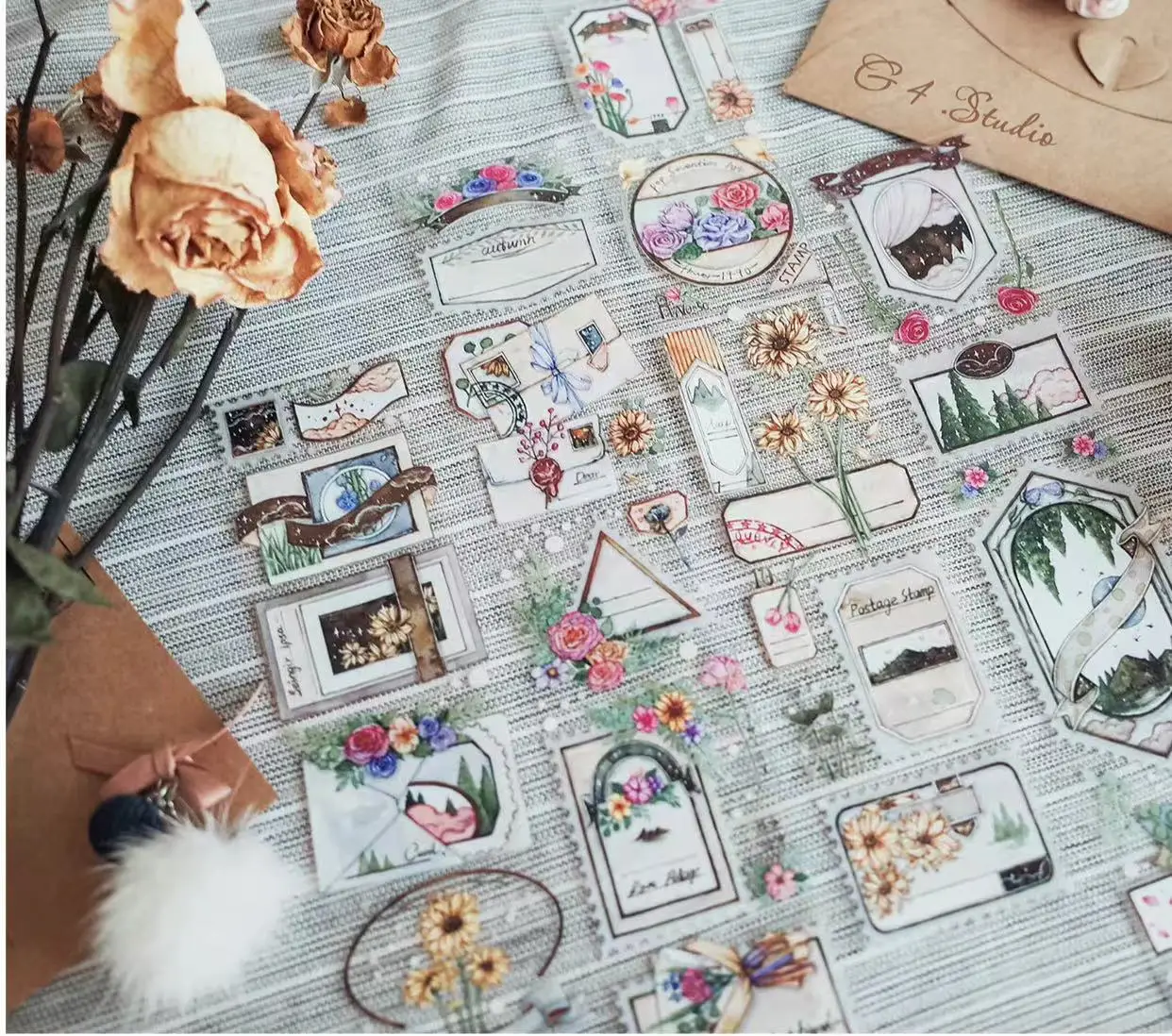 

Винтажная подсолнуховая конверт, фотомагнитная лента для изготовления открыток, «сделай сам», план скрапбукинга, декоративная наклейка