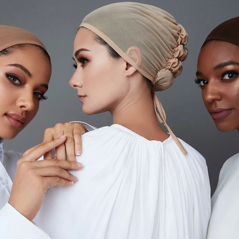 New Muslim Turban Hat Inner Hijab Caps Instant Mesh Bonnet Hijabs Thin Undercap HeadCover for Women Summer Breathable Headwrap