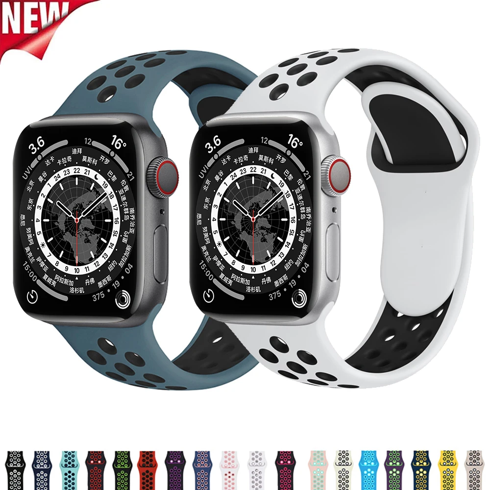 

Silicone Strap For Apple Watch band 44mm 45mm 41mm 40mm 49mm 42mm 38mm 44 45 mm Bracelet iWatch series 7 3 4 5 6 se 8 Ultra Band