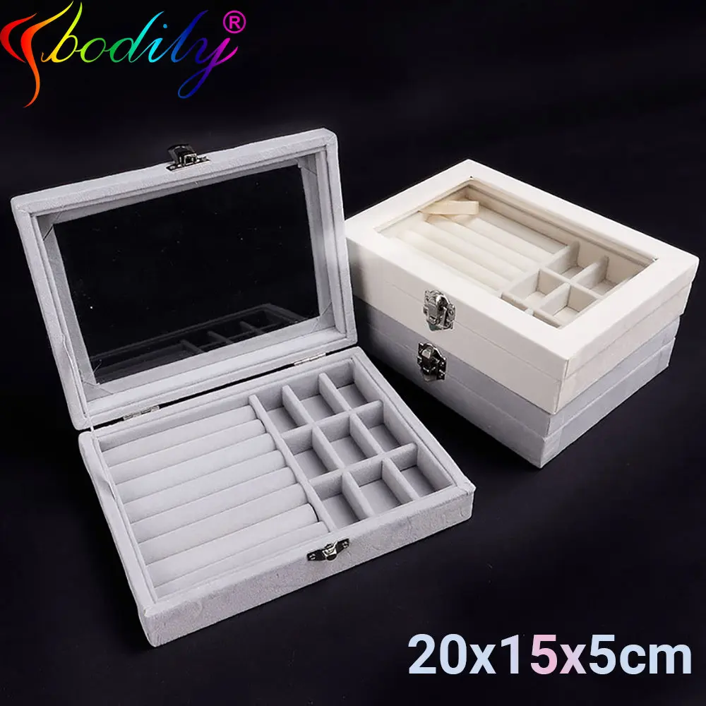Fashion Portable Velvet Jewelry Ring Jewelry Display Organizer Box Tray Holder Earring Jewelry Storage Case Showcase Locket Box