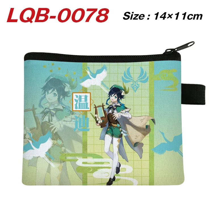 E-Mell Genshin Impact KeQing Zhongli Ganyu Keqing Morax Xiao Hu Tao Yelan Qiqi Barbatos Denim Zipper Canvas Coin Purse Wallet