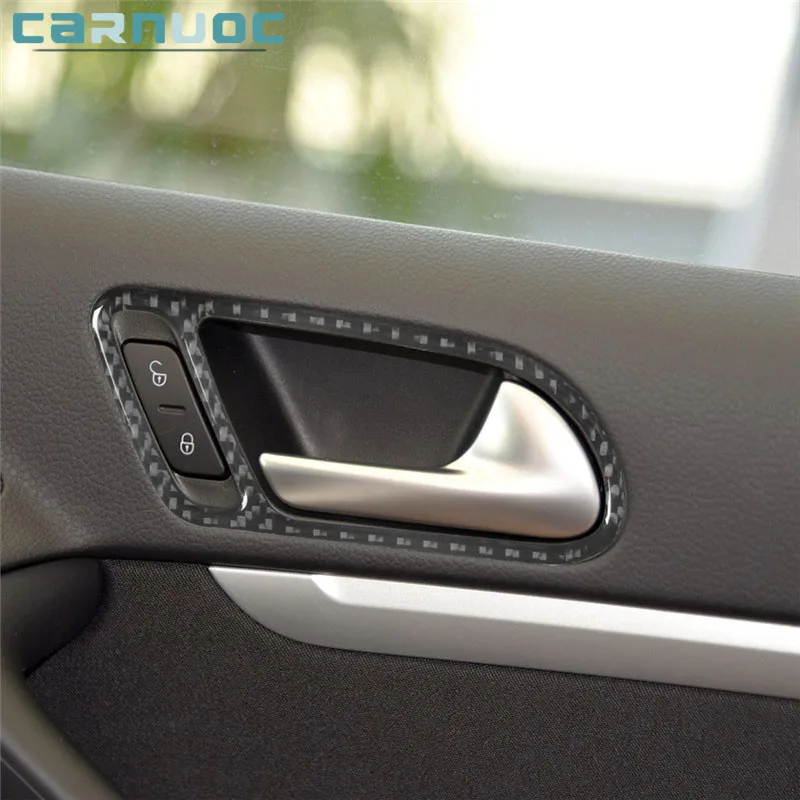 

For Volkswagen Tiguan 2013-2017 4 Door Carbon Fiber Material Door Pull Outer Frame Stickers Car Interior Decorative Accessories