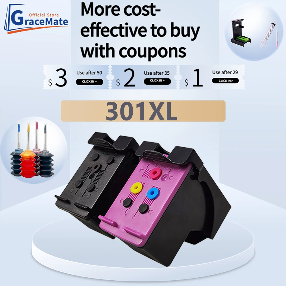 

GraceMate 301XL Replacement for hp 301 xl hp301 Ink Cartridge for hp DeskJet 1050 2050 3050 2150 1510 2540 1050se 3052A Printer
