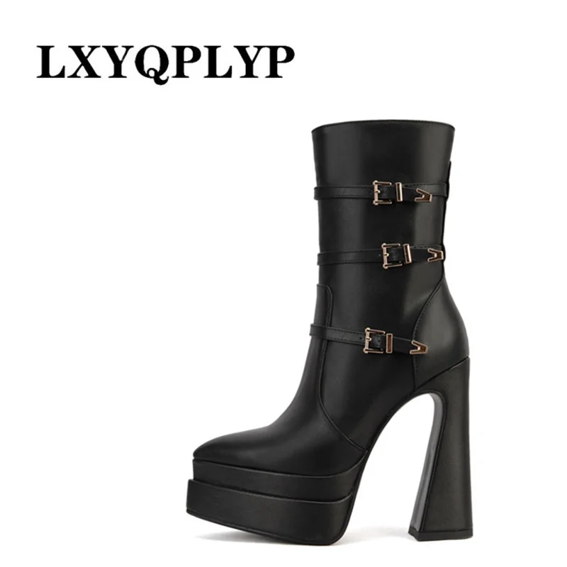 

Новинка Осень-зима 2021, Женские Простые повседневные универсальные короткие ботинки в европейском и американском стиле на толстом каблуке, ...