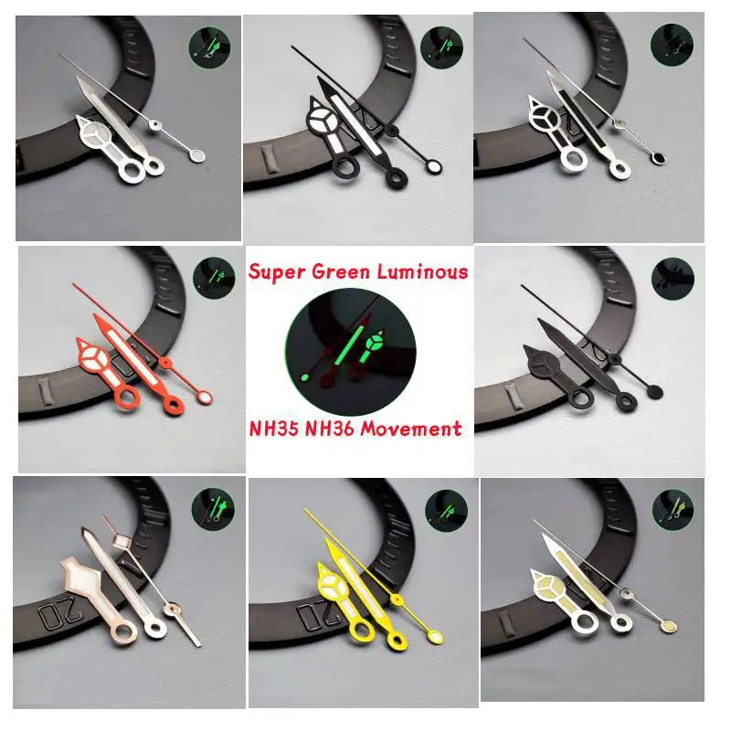 Mod NH35 NH36 Watch Accessories Pointer Super Green Luminous Hand Fits for NH35 NH36 NH38 4R 7S Automatic Movement