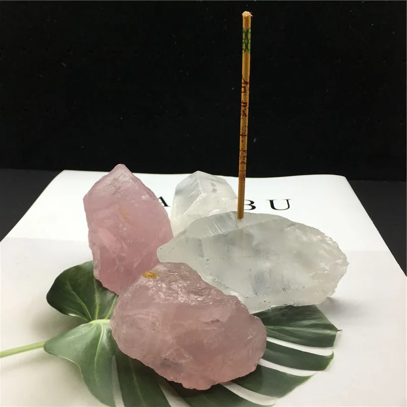

Natural Crystal Raw Stone Stick Incense Burner for Buddha Incense Insert Base Holder Home Decoration Irregular Stone