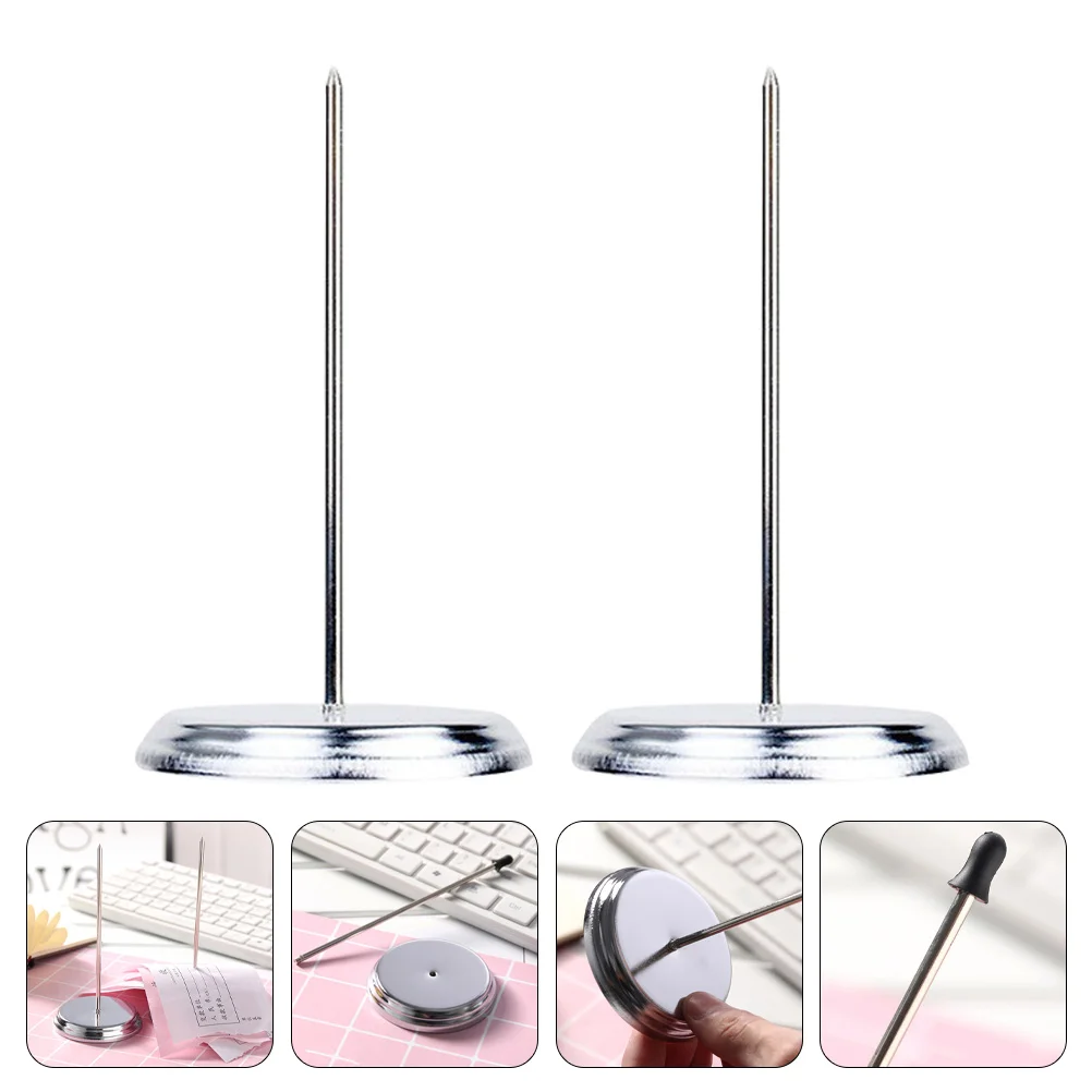 

2pcs Metal Firm Reusable Purchase Order Book Paper Spike Rod Paper Spike Receipt Holder for Restaurant Office
