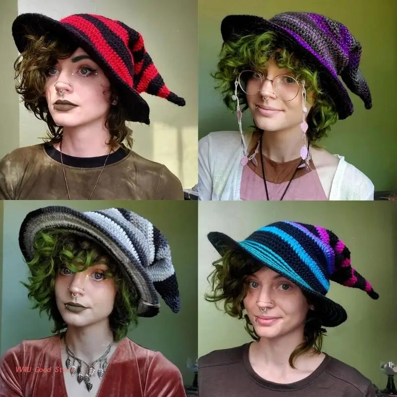 

Приятные для кожи вязаные шляпы ведьмы ручной работы для Хэллоуина Косплей Аксессуары для волос