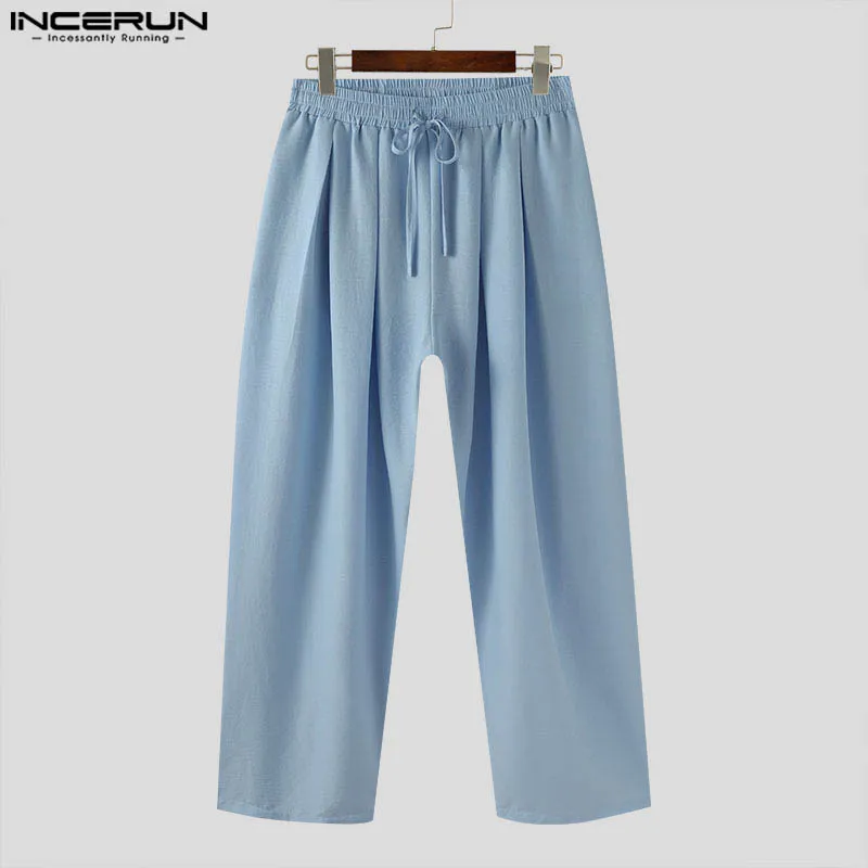 Штаны INCERUN мужские однотонные на шнурке свободные джоггеры повседневные брюки с