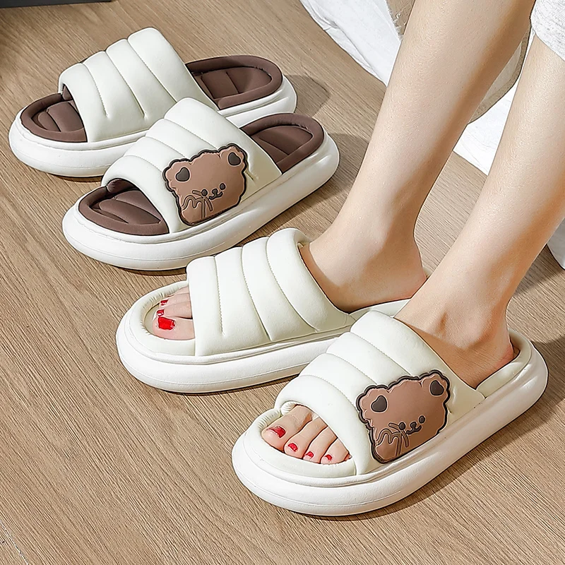 Шлепанцы для мужчин и женщин домашние сандалии на толстой подошве с мультяшным