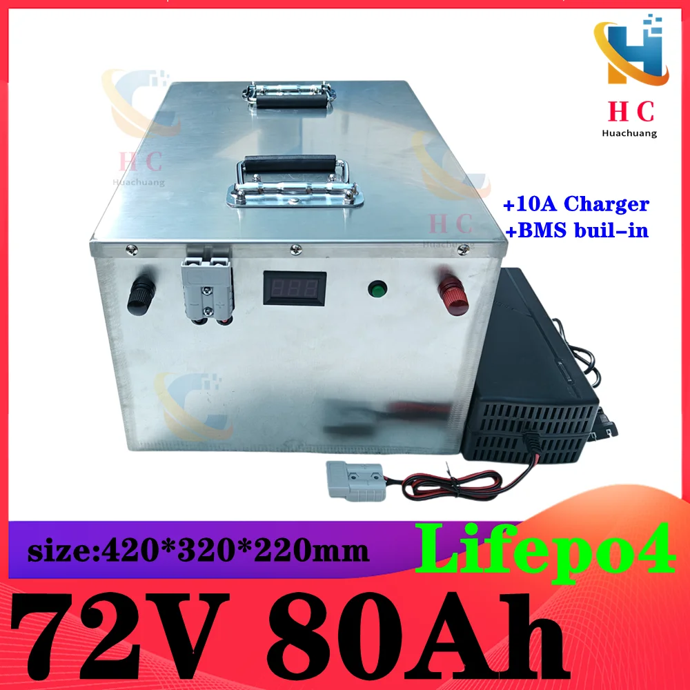 Аккумуляторная батарея 72 в 80 Ач Lifepo4 с BMS для 6 кВт 7 10 bakfiet велосипед трехколесный