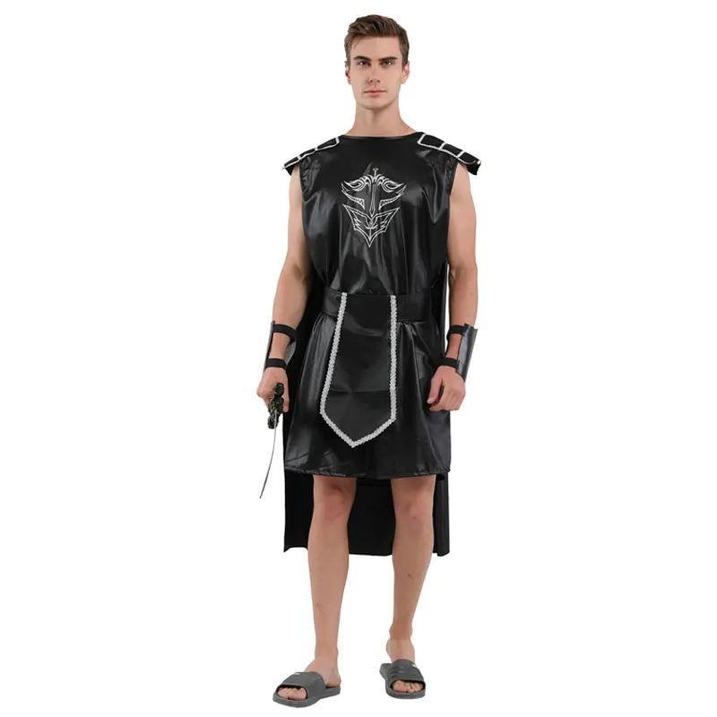 

Adult Dark Gladiator Roman Greek Warrior Costumes for Men Halloween Masquerade New Year Fantasia Dress