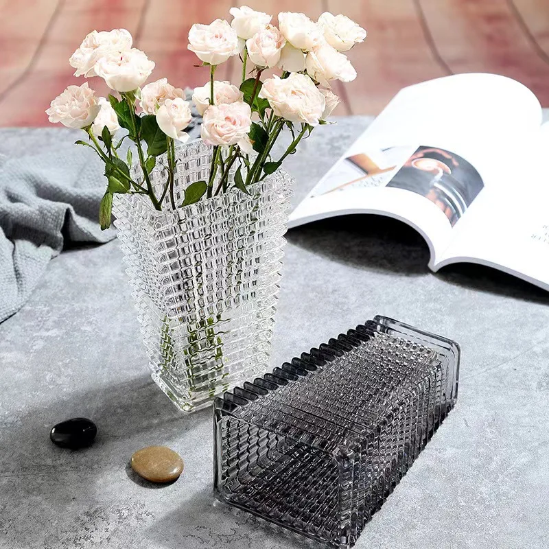 Nordic Crystal Glass Vase Ins Ornament Home Decor Figurine Wholesale for Flower Water Cultivation Arrangement