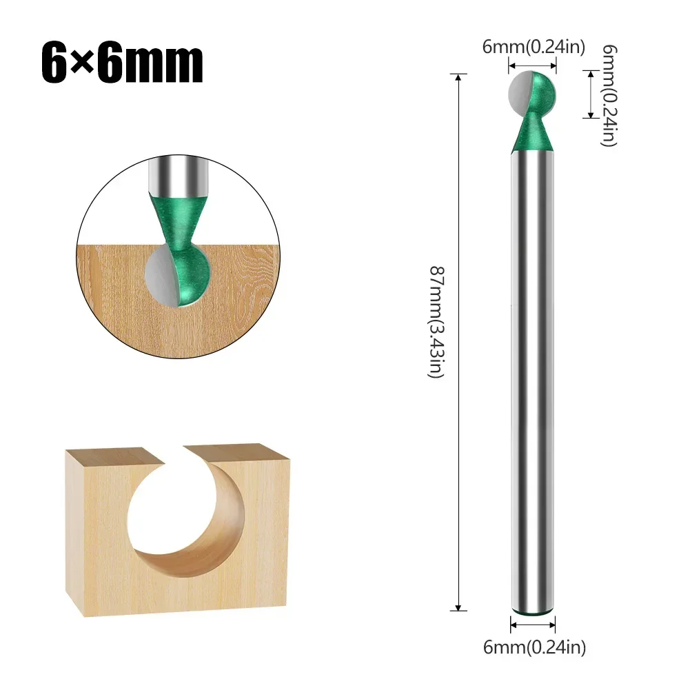

3 мм 6 мм хвостовик с шариковым носом, круглая резьба, фреза с ЧПУ, фреза с шаровой концевой канавкой, твердосплавные деревообрабатывающие инструменты