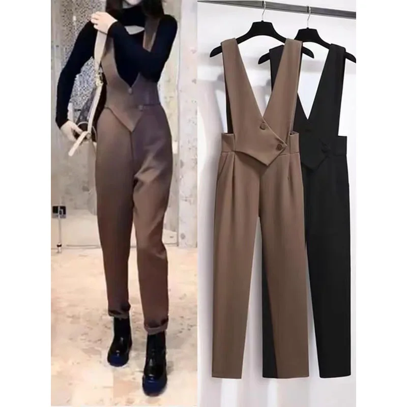 

Bib Pants Women's 2022 Spring New Pants Are Thin High Waist Small Feet Harem Radish Pants Nine-point Trousers Casual Jumpsuit