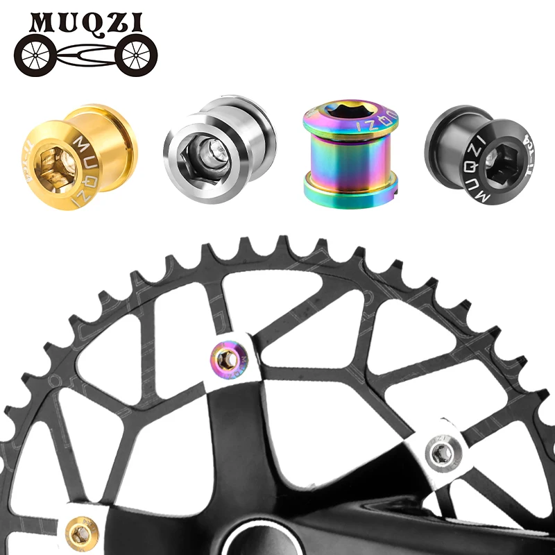 

MUQZI 4 Pair TC4 Titanium Alloy Chainring Screws MTB Road BMX Bike Single Double Chainring Bolt Bicycle Crank Chain Ring Bolts