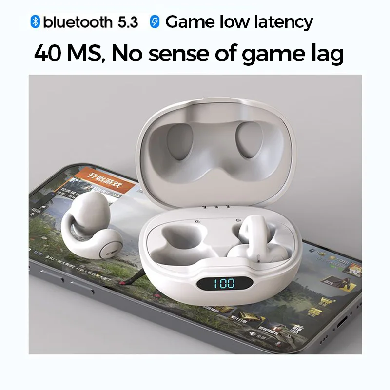 HD Call Bluetooth Earphone 5.3 TWS Sports Wireless Headphone Ear Clip Noise Reduction HiFi Stereo Gaming Headset IPX5 Waterproof - купить по