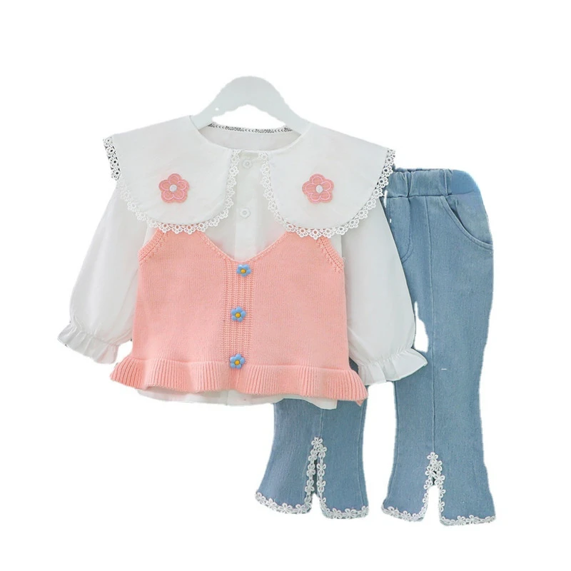 

New Spring Autumn Baby Clothes Children Girls Casual Vest Shirt Pants 3Pcs/Sets Toddler Fashion Costume Infant Kids Tracksuits