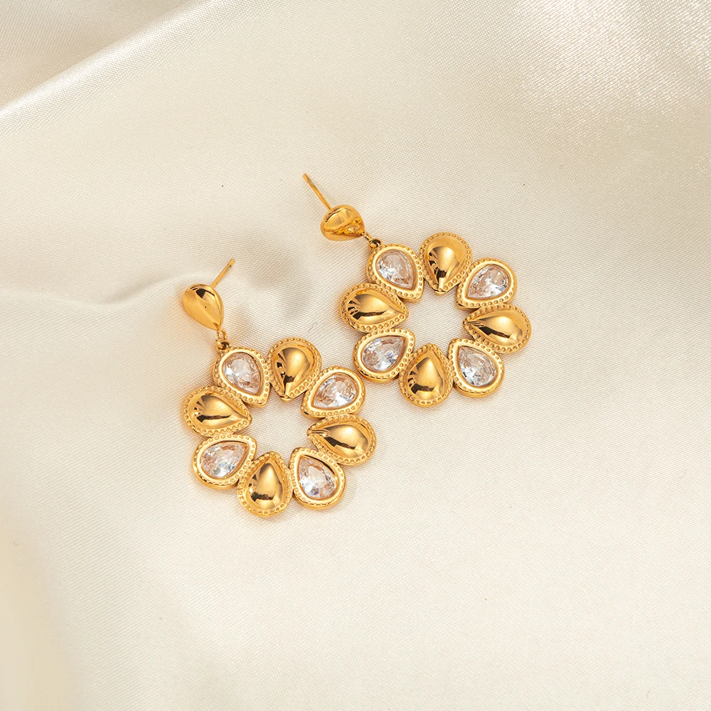 Серьги из нержавеющей стали с блестящим цирконом GUERNONO для женских модных