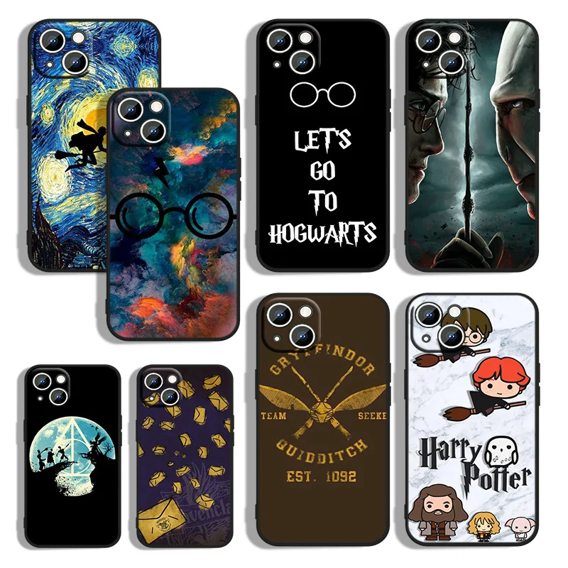 

Cartoon Cute Potters Wand Harries Phone Case For Apple iPhone 14 13 12 11 mini XS XR X Pro Max 8 7 6S 5S SE Plus Black Cover