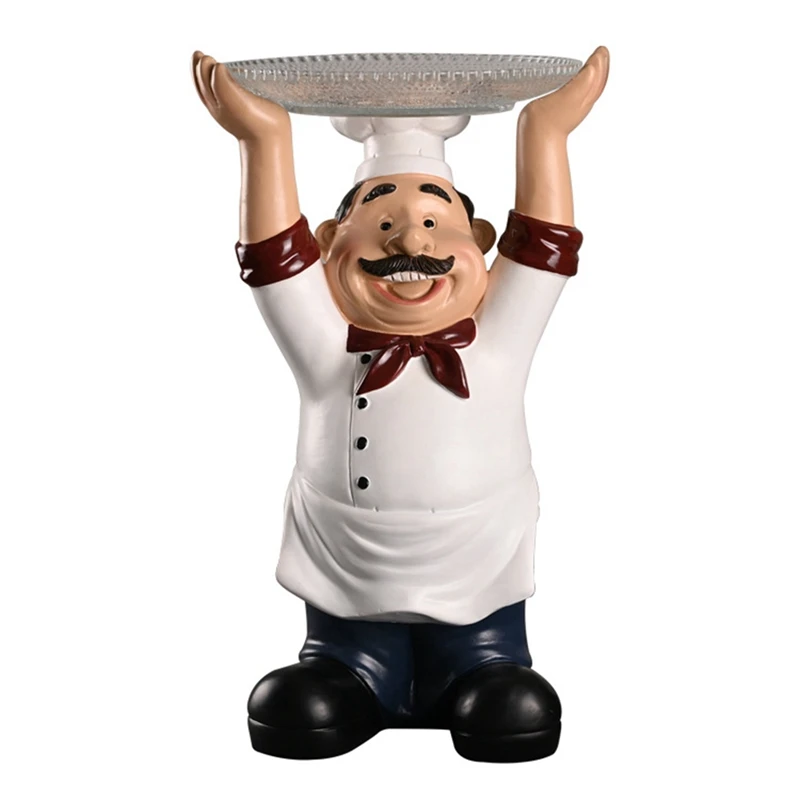 

Chef Ornament Wine Holder Resin Mustache Figurines European Creative Restaurant Chef Fruit Tray Home Kitchen Decor