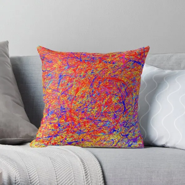 

Abstract Jackson Pollock Style Color Printing Throw Pillow Cover Cushion Square Decor Wedding Office Car Pillows not include