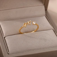 fashion fine a z 26 initial letter ring for women adjustable simple elegant letter jewelry alphabet party friendship gift bff